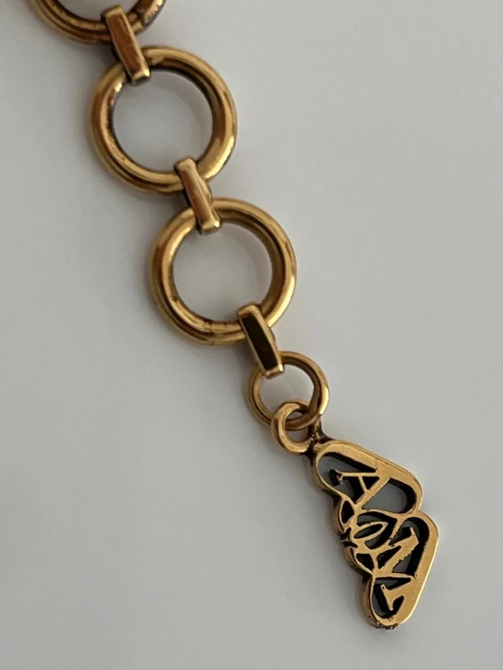 Alexander McQueen Gold Colored Men's Bracelet Logo Lettering A&M Adjustable Leng